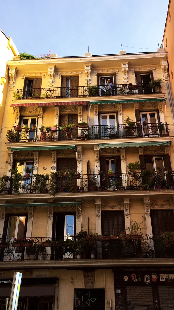 image3-2 Residential building with balconies in Madrid with plants and warm evening light