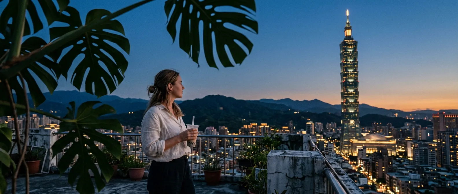 Taiwan cityscape with Taipei 101 at sunset